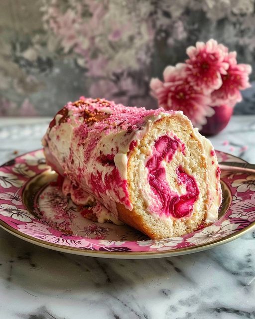 Gâteau roulé aux délices de rhubarbe